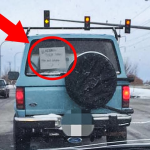 Frustrated mom stuck behind slow car: Then sees note in the back window that changes everything